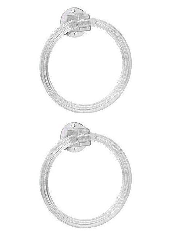 Dropware Unbreakable Plastic Towel Ring, Bath Towel Ring Holder Set of 2 - Image 2